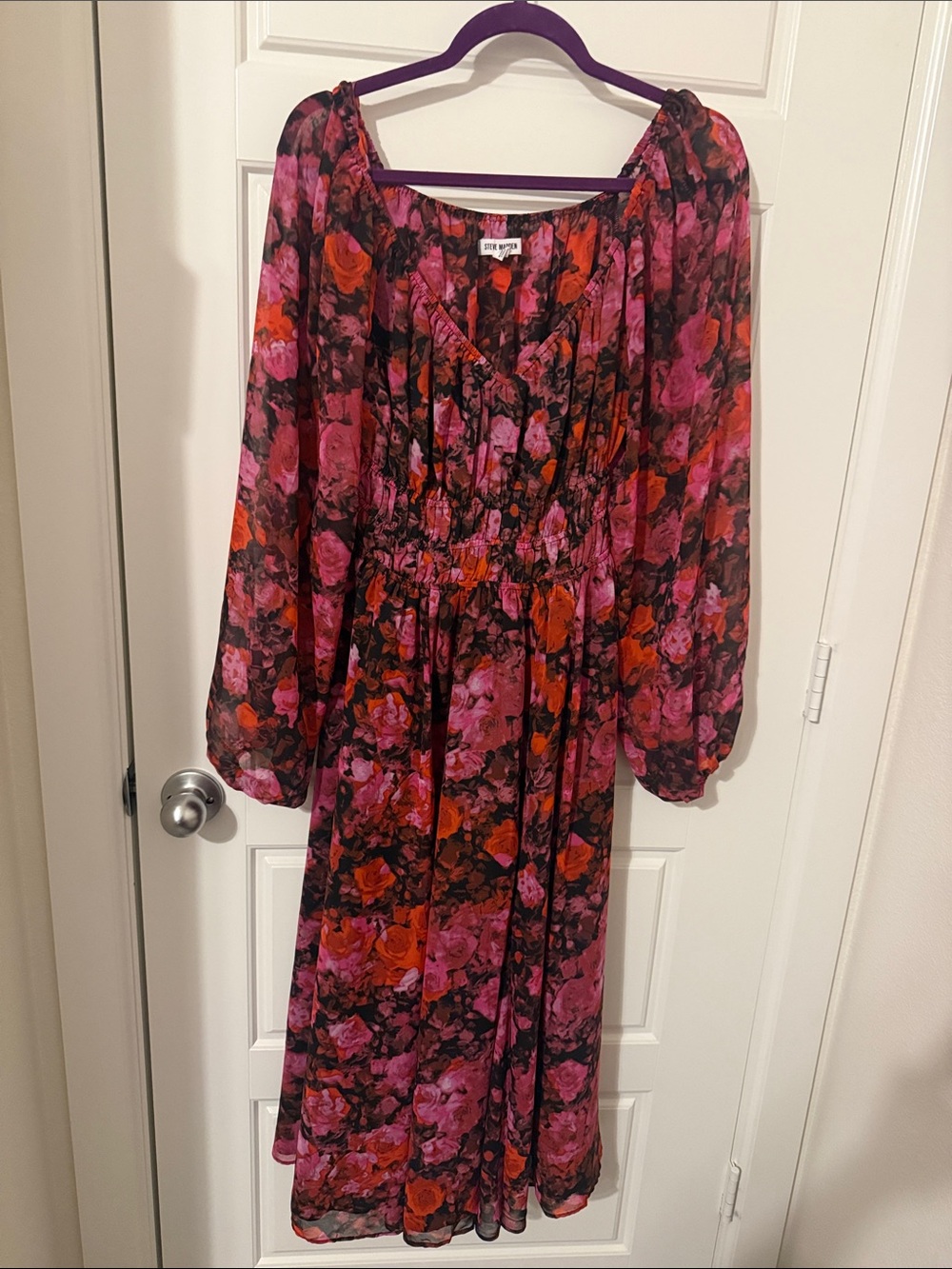 Steve Madden Pink & Red Floral Maxi Dress